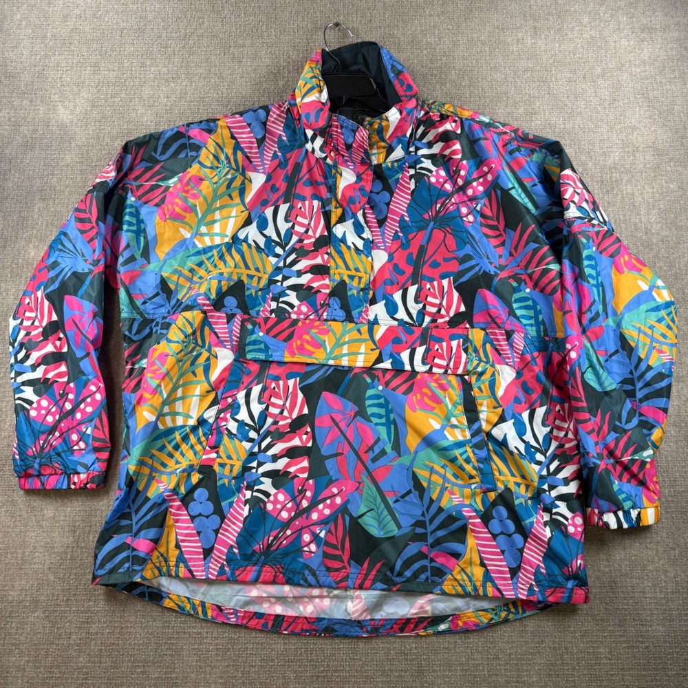 Lauren James Tropical‎ Rain Jacket Womens XXL Multi Color Water Resistant NWT